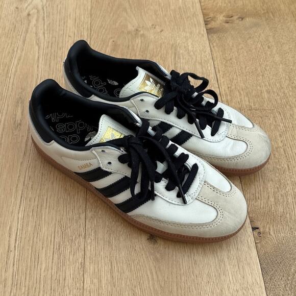 Adidas Samba Womens Sneaker Size 7 Cream Core Black - Picture 1 of 7